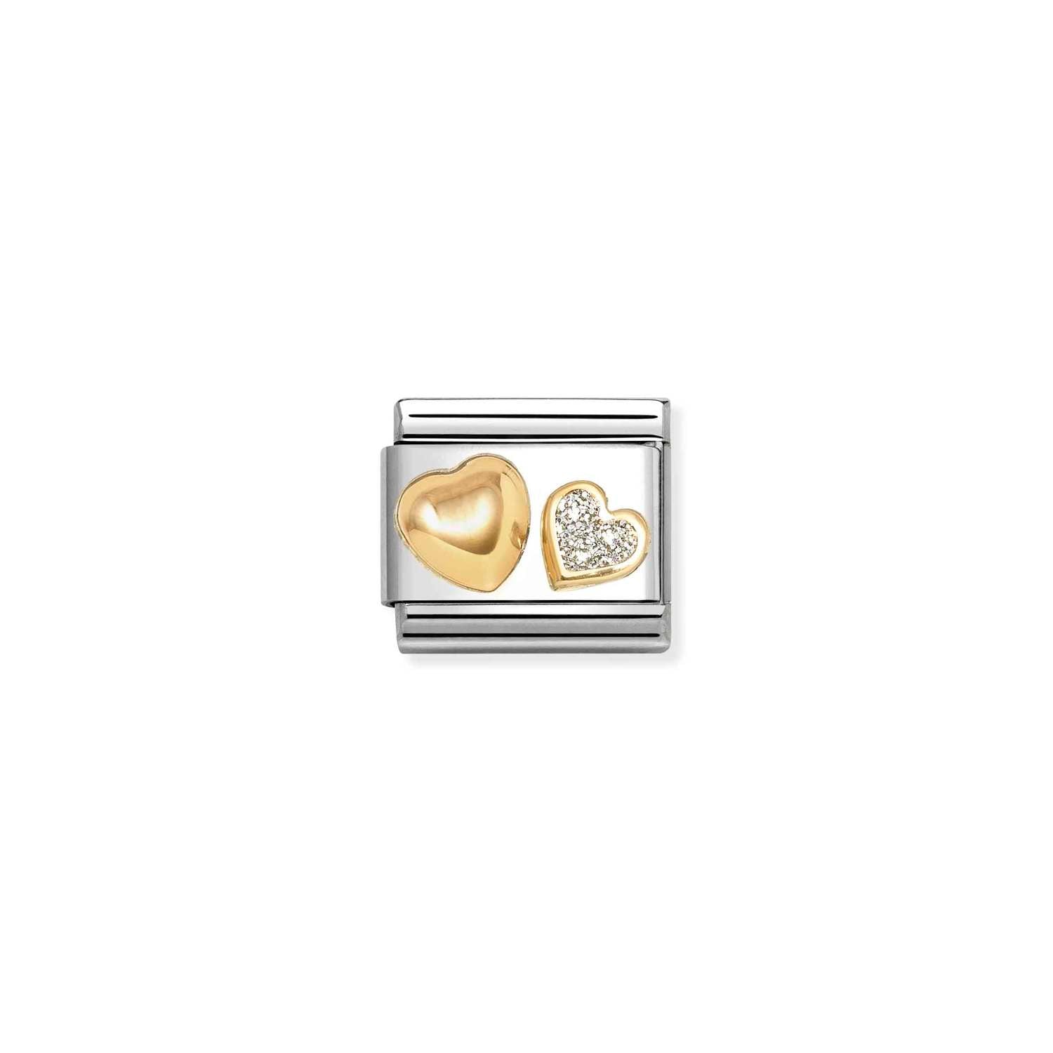 Composable® Link, Charm, Heart and Rounded Heart in hypoallergenic stainless steel, gold 18 kt and enamel | Nomination Italy