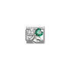 Composable® Link, Charm, Four-leaf Clover, Green and White in hypoallergenic stainless steel, sterling silver .925 and cubic zirconia | Nomination Italy