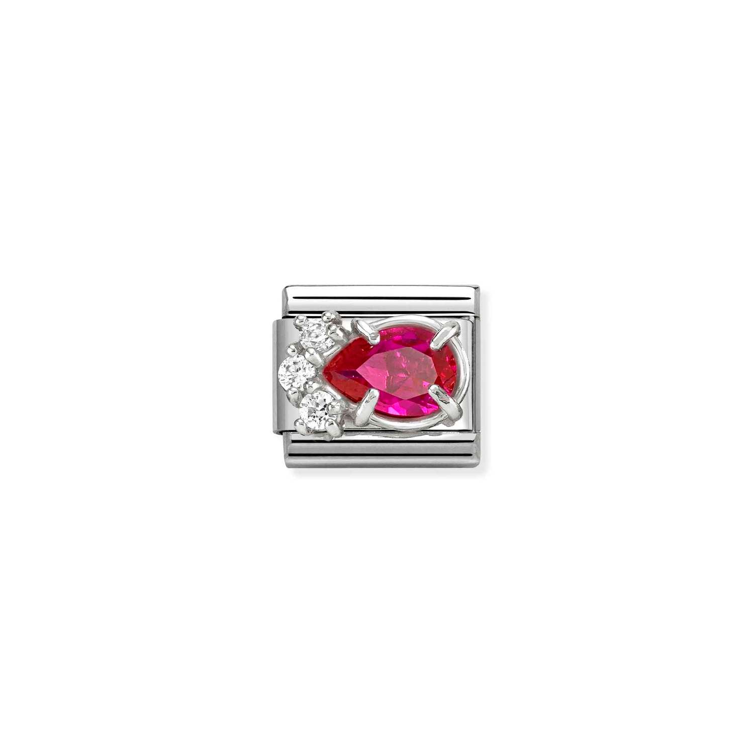 Composable® Link, Charm, Red Drop in hypoallergenic stainless steel, sterling silver .925 and cubic zirconia | Nomination Italy