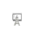 Composable® Link, Charm, Letter A Pendant, silver in hypoallergenic stainless steel, sterling silver .925 and cubic zirconia | Nomination Italy