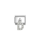 Composable® Link, Charm, Letter D Pendant, silver in hypoallergenic stainless steel, sterling silver .925 and cubic zirconia | Nomination Italy