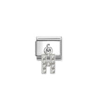 Composable® Link, Charm, Letter H Pendant, silver in hypoallergenic stainless steel, sterling silver .925 and cubic zirconia | Nomination Italy