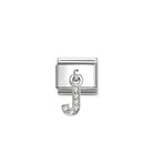 Composable® Link, Charm, Letter J Pendant, silver in hypoallergenic stainless steel, sterling silver .925 and cubic zirconia | Nomination Italy