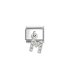 Composable® Link, Charm, Letter M Pendant, silver in hypoallergenic stainless steel, sterling silver .925 and cubic zirconia | Nomination Italy