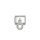 Composable® Link, Charm, Letter O Pendant, silver in hypoallergenic stainless steel, sterling silver .925 and cubic zirconia | Nomination Italy