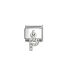 Composable® Link, Charm, Letter P Pendant, silver in hypoallergenic stainless steel, sterling silver .925 and cubic zirconia | Nomination Italy