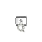 Composable® Link, Charm, Letter Q Pendant, silver in hypoallergenic stainless steel, sterling silver .925 and cubic zirconia | Nomination Italy