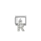 Composable® Link, Charm, Letter R Pendant, silver in hypoallergenic stainless steel, sterling silver .925 and cubic zirconia | Nomination Italy