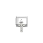 Composable® Link, Charm, Letter T Pendant, silver in hypoallergenic stainless steel, sterling silver .925 and cubic zirconia | Nomination Italy