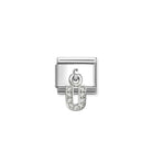 Composable® Link, Charm, Letter U Pendant, silver in hypoallergenic stainless steel, sterling silver .925 and cubic zirconia | Nomination Italy
