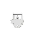 Composable® Link, Charm, Dog Face Pendant in hypoallergenic stainless steel, sterling silver .925 and cubic zirconia | Nomination Italy