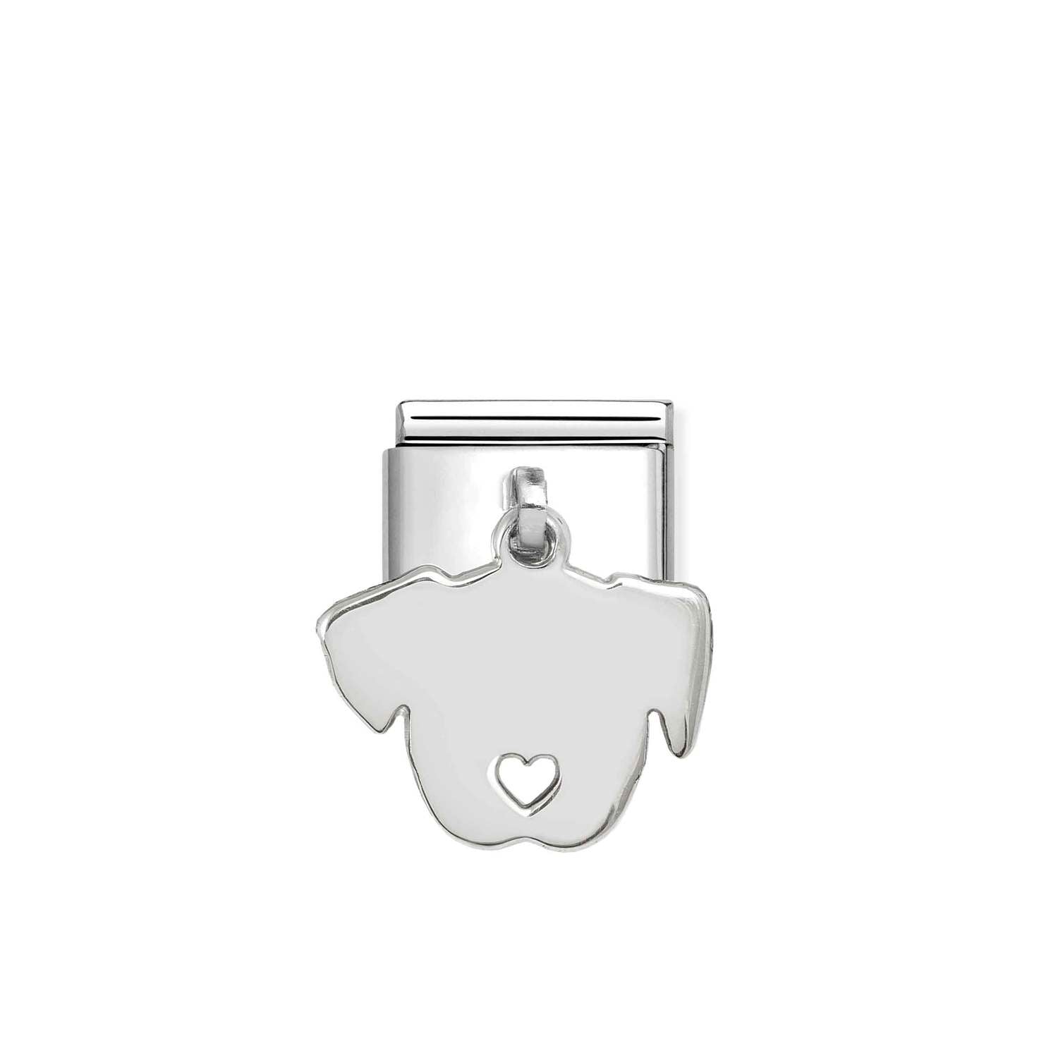 Composable® Link, Charm, Dog Face Pendant in hypoallergenic stainless steel, sterling silver .925 and cubic zirconia | Nomination Italy
