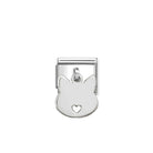 Composable® Link, Charm, Cat Face Pendant in hypoallergenic stainless steel, sterling silver .925 and cubic zirconia | Nomination Italy