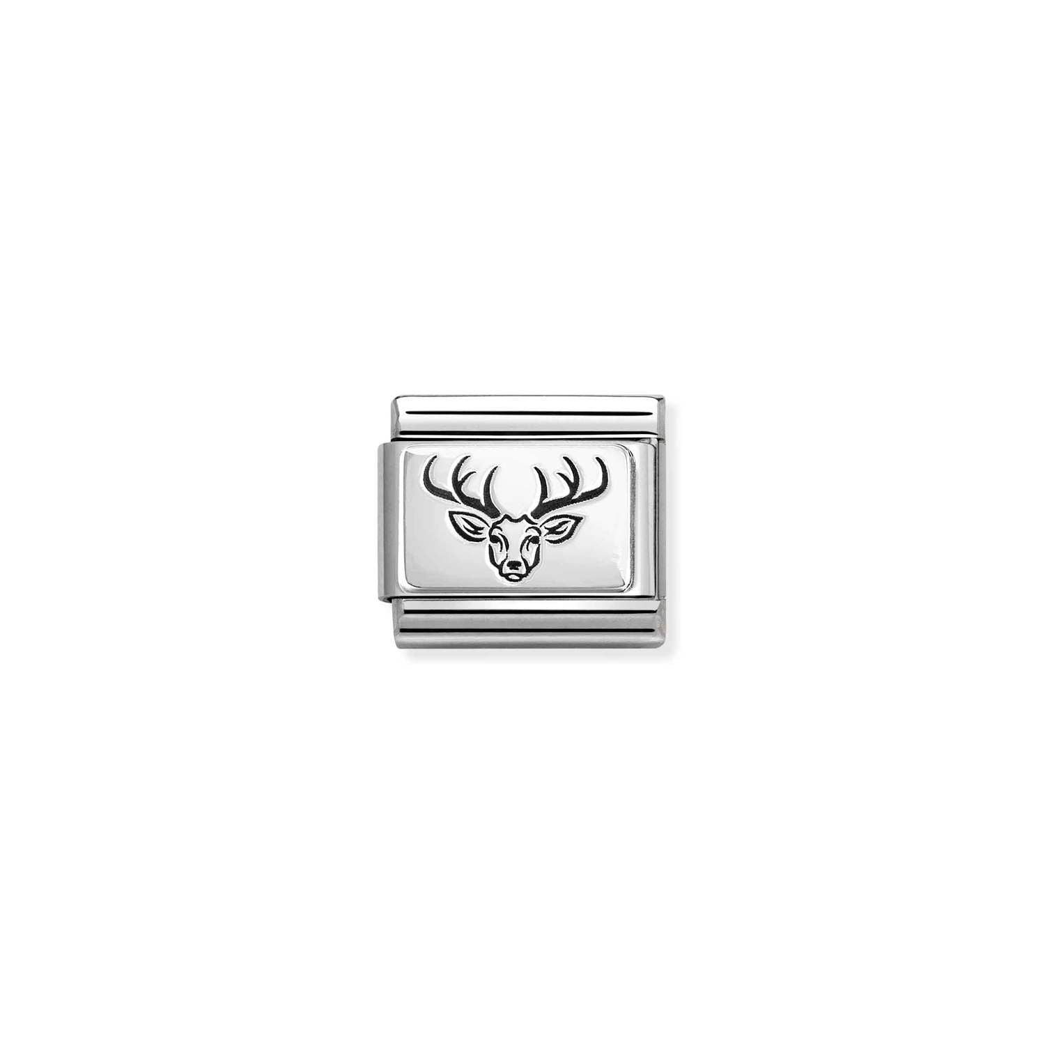 Composable® Link, Charm, Stag Head in hypoallergenic stainless steel and sterling silver .925 | Nomination Italy
