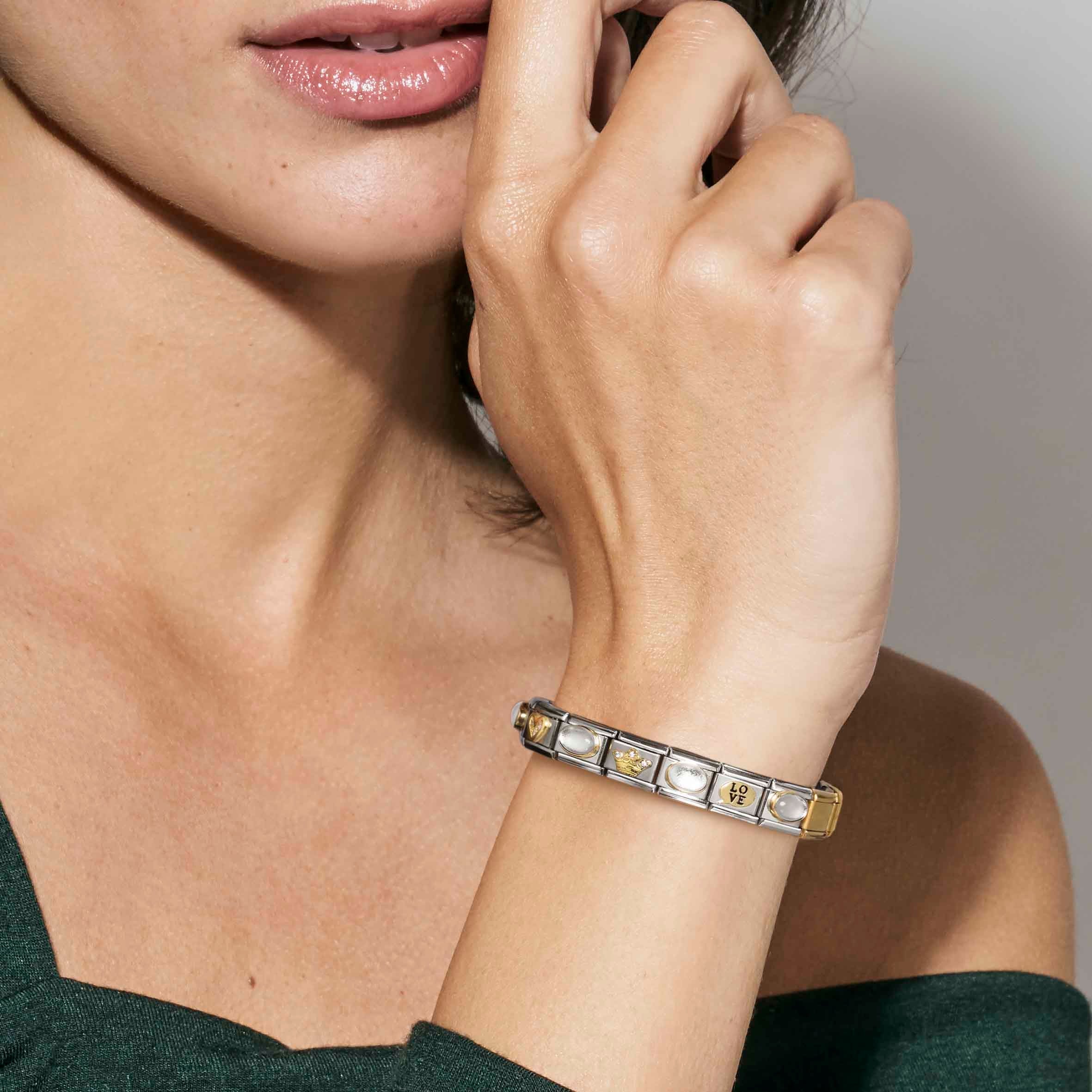 Nomination Italy charms and links bracelet on woman's wrist